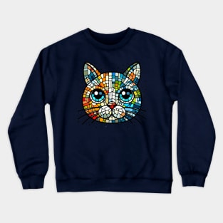 Mosaic Art Cat for Kids Crewneck Sweatshirt